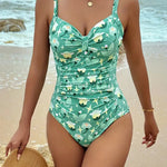 Women's One Piece Printed Tankini in Green