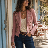 Vintage Double-Breasted Suede Embroidery Jacket