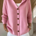 Women's Hooded Knit Cardigan in Pink