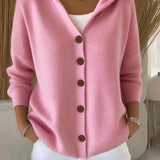 Women's Hooded Knit Cardigan in Pink