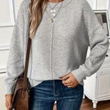 Women's Soft Knit Sweater with Side Slits in Gray