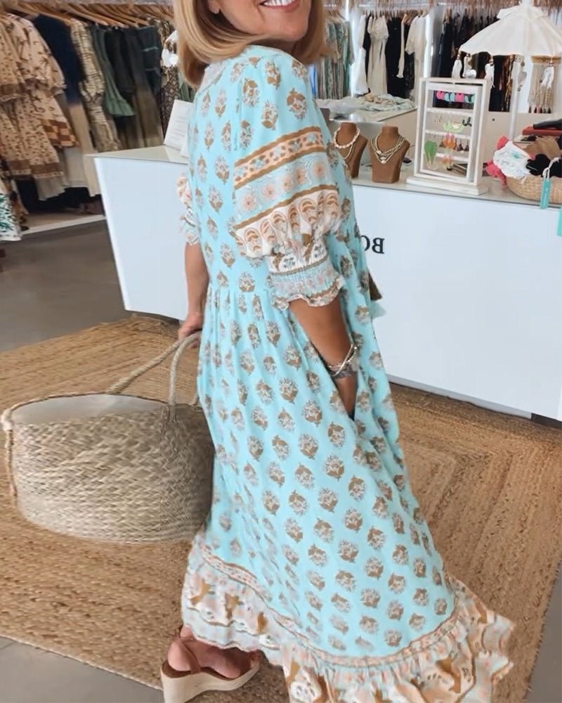 Women's Chic Floral V-Neck Maxi Dress, photo 2