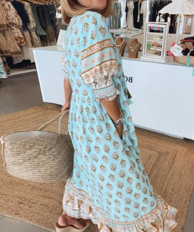 Women's Chic Floral V-Neck Maxi Dress, photo 2