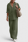 Relaxed Fit Two-Piece Linen-Cotton Ensemble in Green