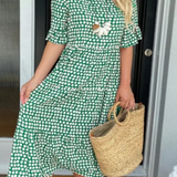 Women's Sable Short-Sleeve Midi Dress in Green