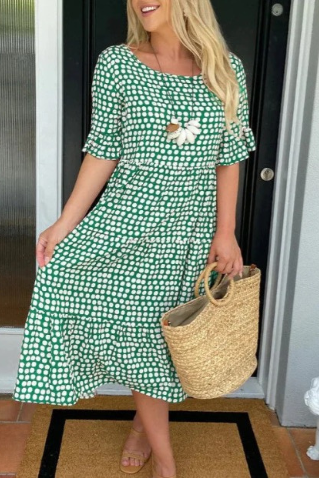 Women's Sable Short-Sleeve Midi Dress in Green