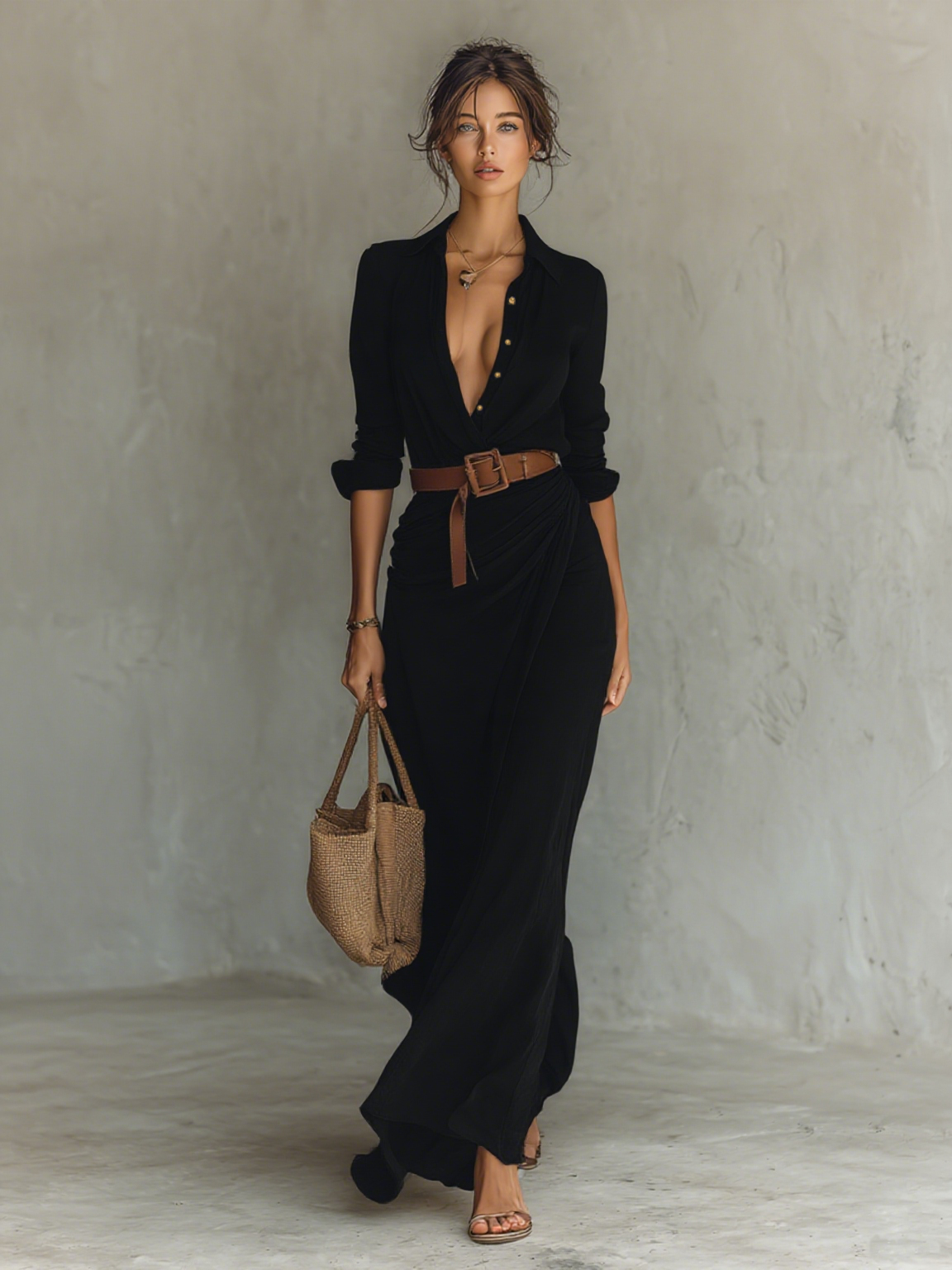 Women's Casual Long Dress in Black
