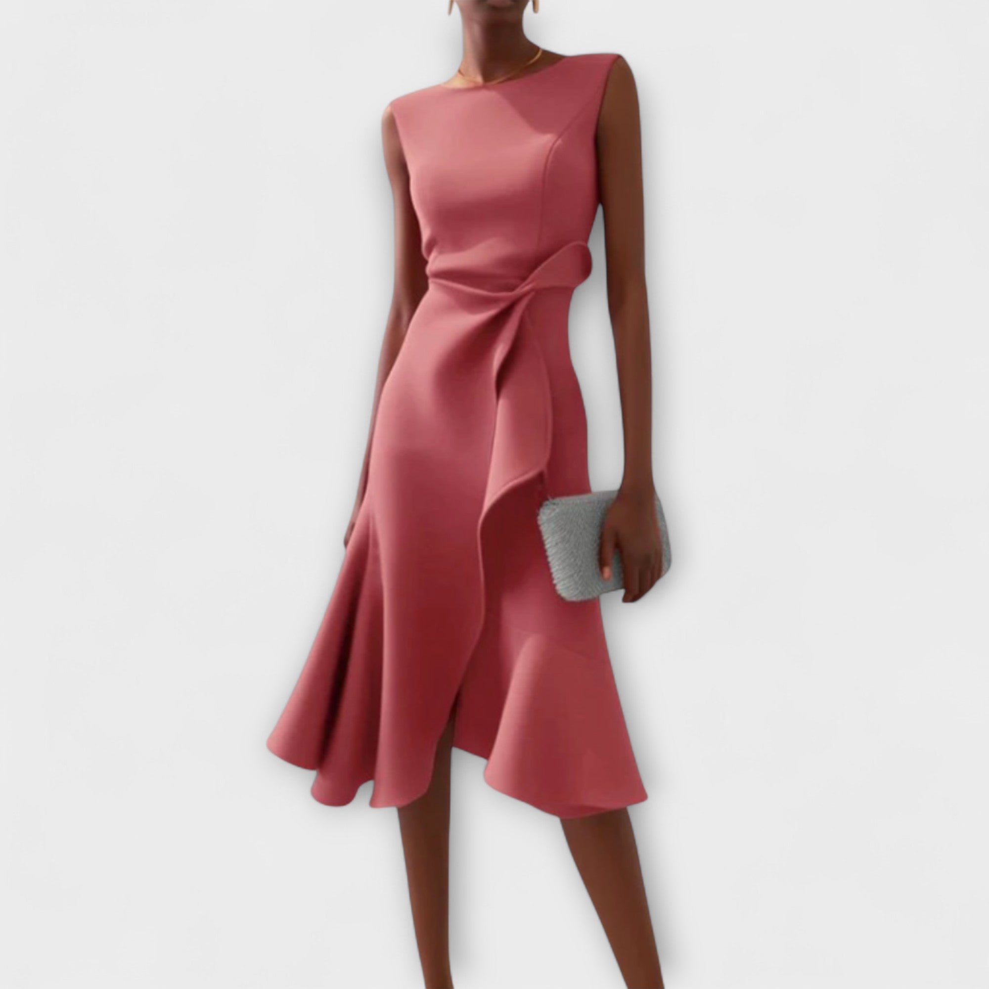 Darlene Sophisticated Midi Dress in Pink