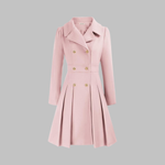 Elegant Double-Breasted Long-Sleeve Coat in Light Pink / Pink