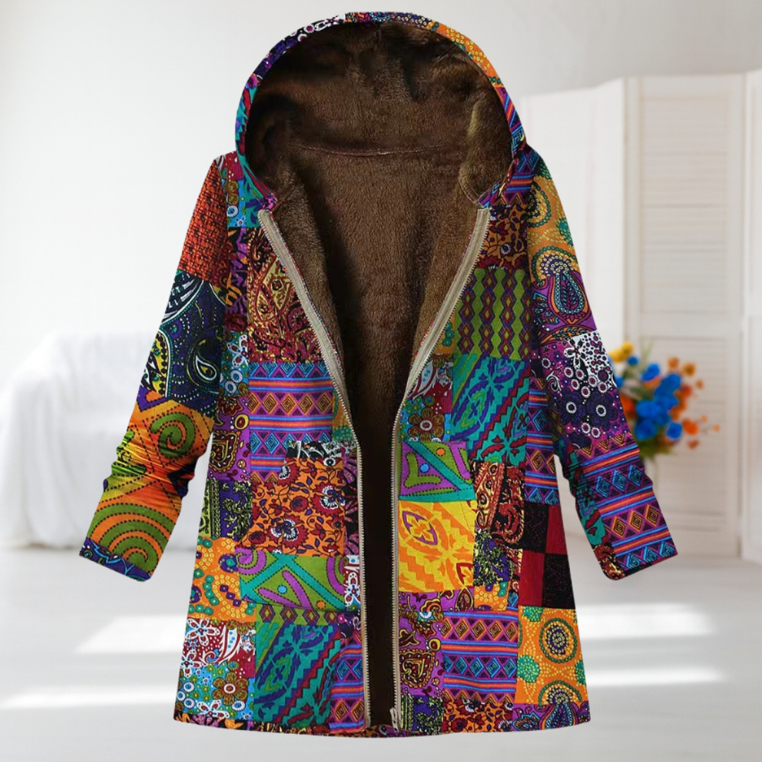 Multicolor Patchwork Hooded Fleece Jacket, photo 2