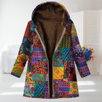 Multicolor Patchwork Hooded Fleece Jacket, photo 2