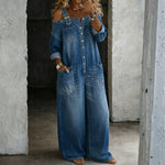 Amelia Off-Shoulder Denim Jumpsuit