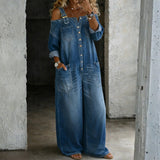 Amelia Off-Shoulder Denim Jumpsuit