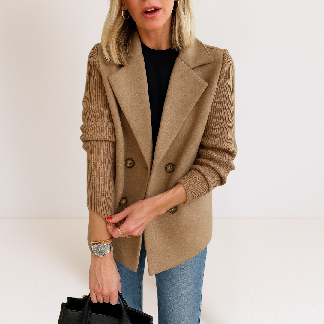 Women's Knit-Sleeve Tailored Coat, photo 4