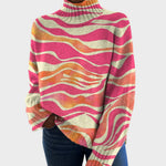 Priscilla Artistic Print Turtleneck Sweater
