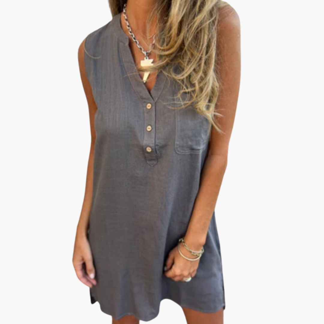 Women's Sleeveless V-Neck Dress in Gray