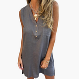 Women's Sleeveless V-Neck Dress in Gray