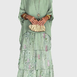 Women's Long and Flowing Elegant Dress in Faded Green