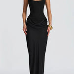Women's Square Neck Maxi Dress in Black