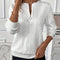 Women's Zip-Front Knit Sweater in White with White Zipper