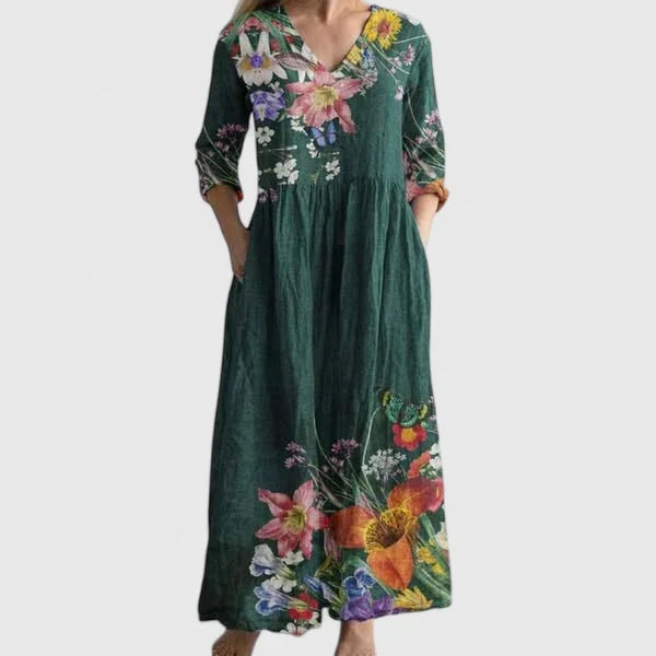 Kymberah Sophisticated Midi Dress in Ocean Green