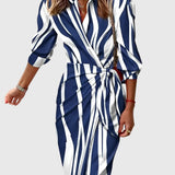 Women's Elegant Wrap Dress with Print in Blue