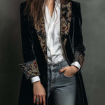 Léontine | Fitted Black Baroque Printed Blazer