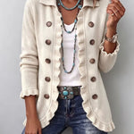 Women's Ivory Ribbed Knit Ruffle Jacket