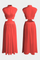 High-Neck Top & Side-Slit Skirt Set in Red