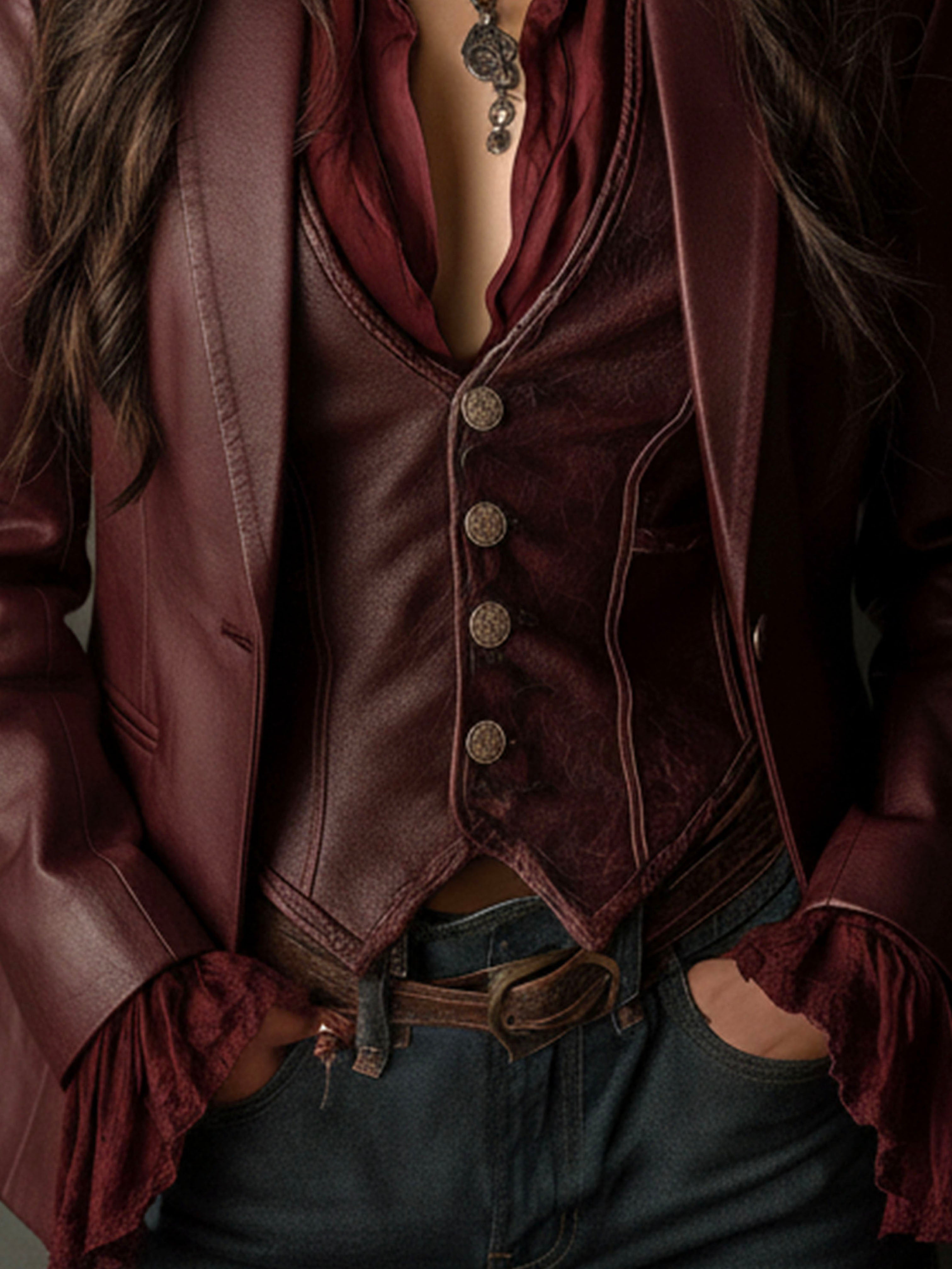 Delphine | Vintage Burgundy Blazer