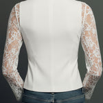Noémie | Black Blazer Top with Semi-Transparent Sleeves