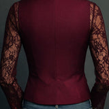 Noémie | Black Blazer Top with Semi-Transparent Sleeves