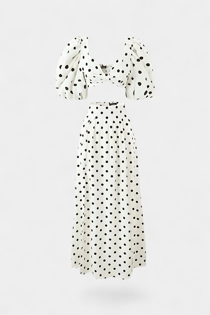 Women's Puff Sleeve Top with Front Slit Skirt, photo 8