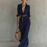 Women's Casual Long Dress in Navy Blue