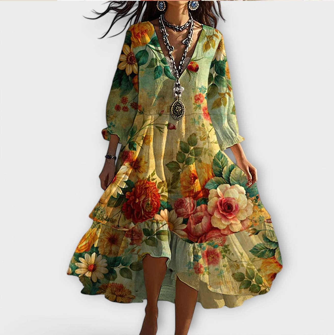 Avelinorah Elegant Dress in Multi-colored