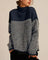 Women's Cotton Mock-Neck Sweater in Navy Blue