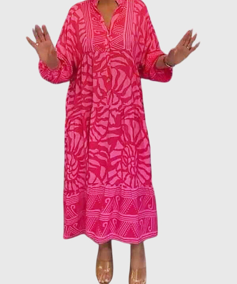 Women's Maxi Dress With Elegant Print in Pink