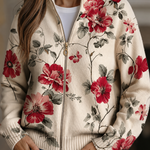 Women's Rose Print Zip Cardigan