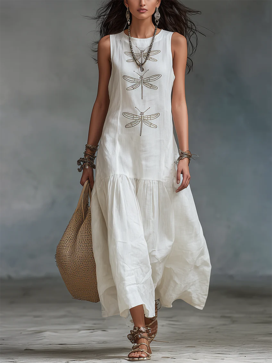 Women's Sleeveless Maxi Dress in White