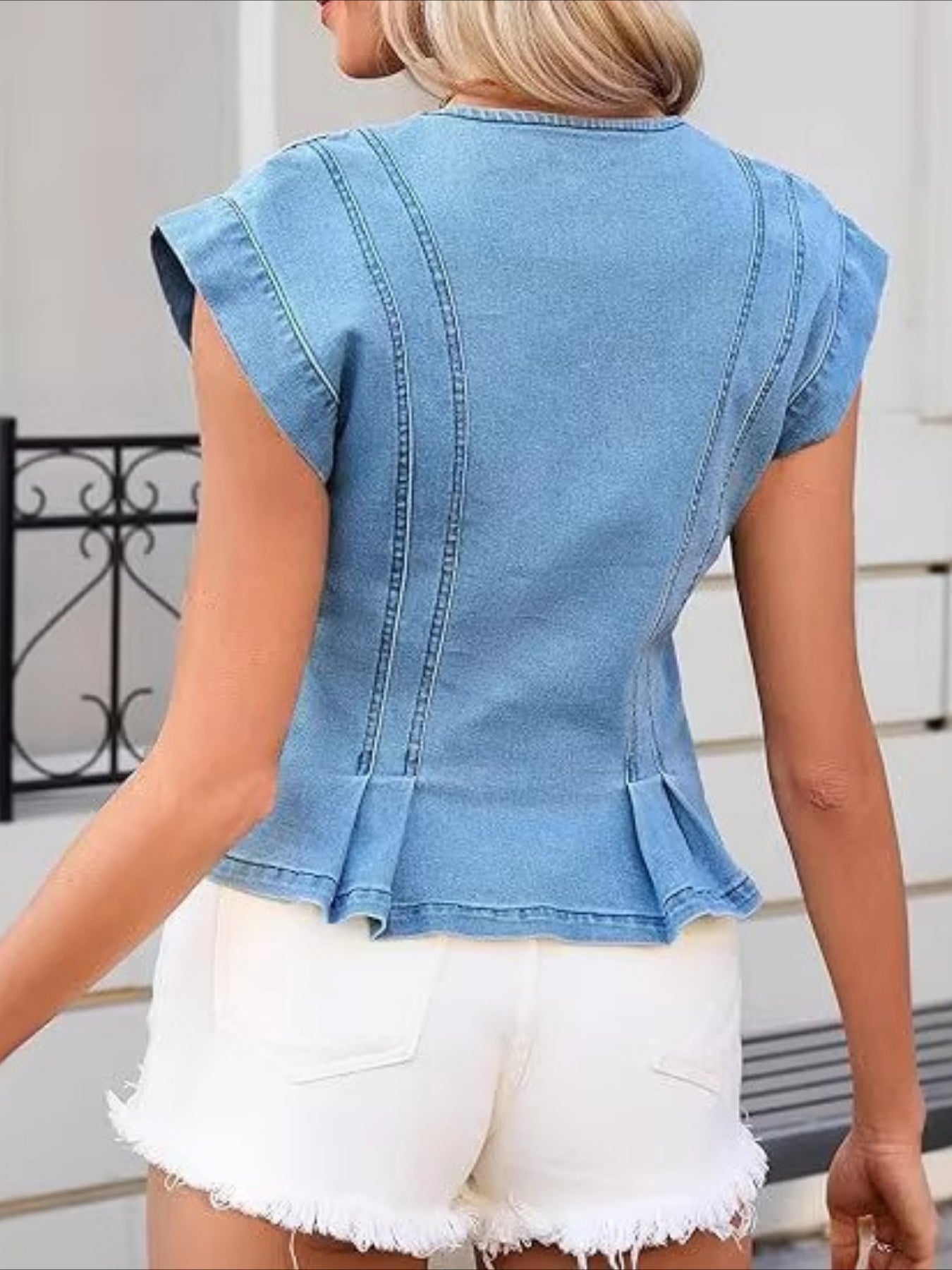 Women's V-Neck Denim Top, photo 5