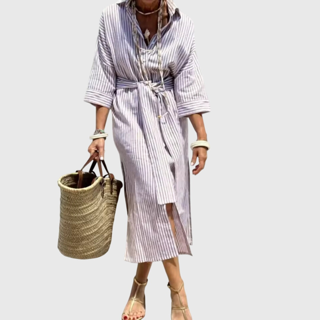 Women's Classic Striped Dress in Gray