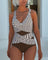 Swimsuit with Cross Over Design for Resort Casual Wear in Brown