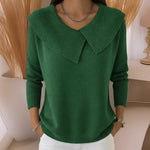 Women's Soft-Collar Knit Sweater in Green