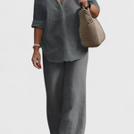 Relaxed Fit Two-Piece Linen-Cotton Ensemble in Gray