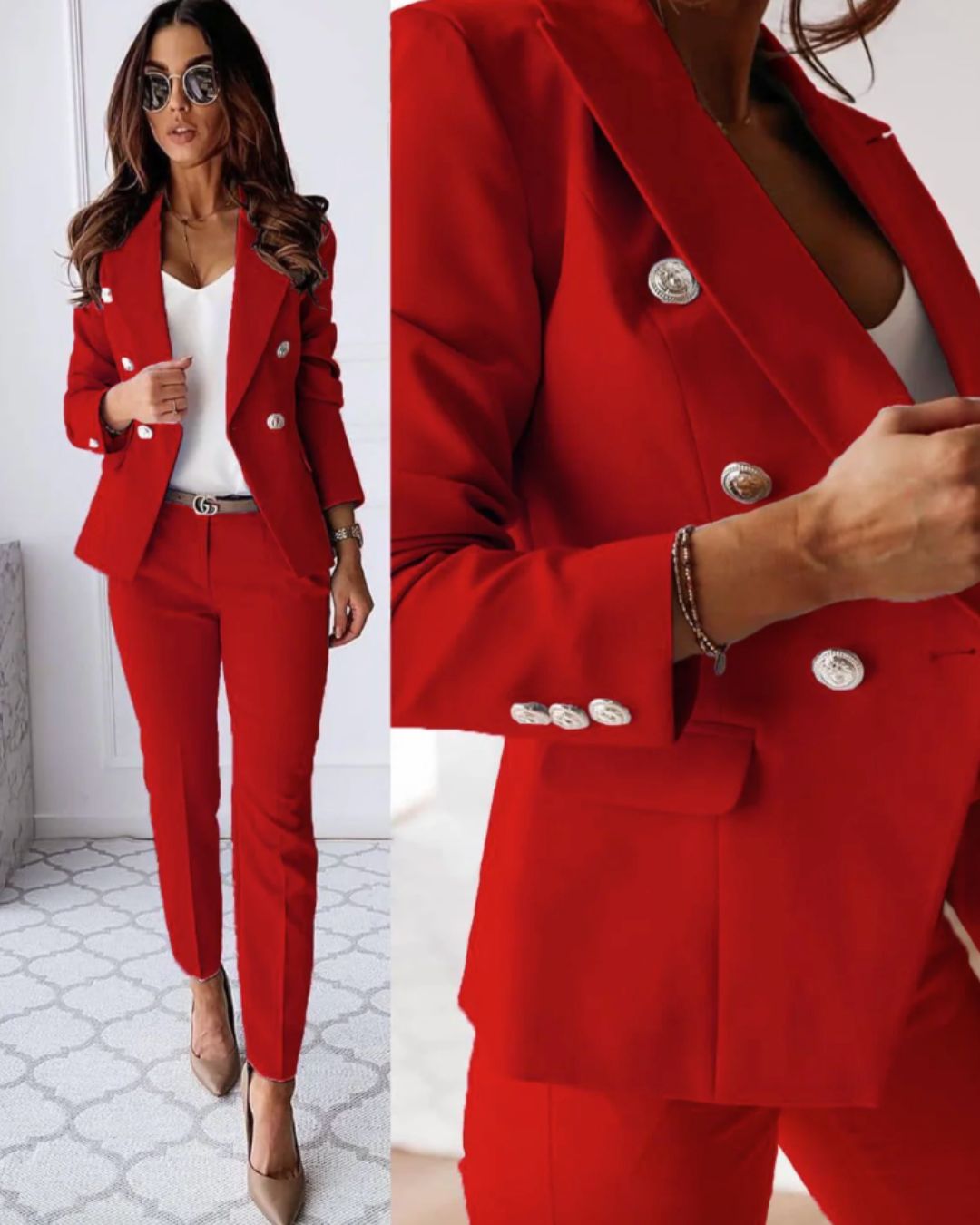 Sophisticated Women's Suit in Red