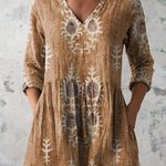 Elise Long Blouse with V-Neck in Yellow