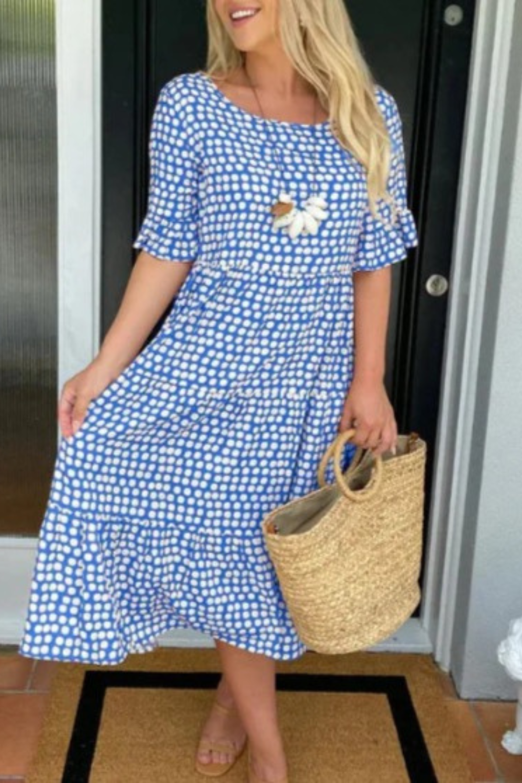 Women's Sable Short-Sleeve Midi Dress in Blue