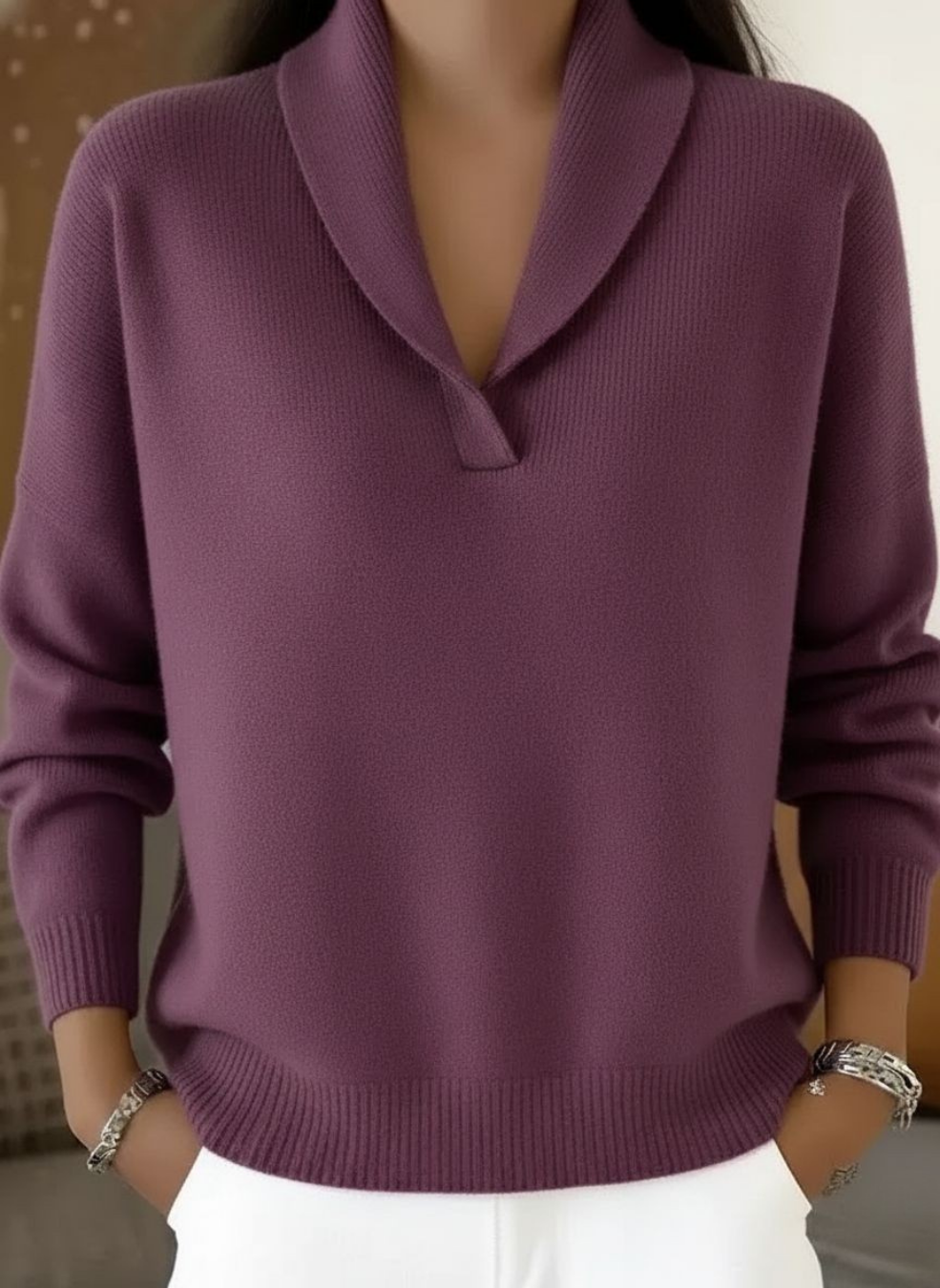 Antonine V-Neck Sweater in Purple
