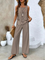 Women's Sleeveless Top And Wide-Leg Pants Set in Taupe