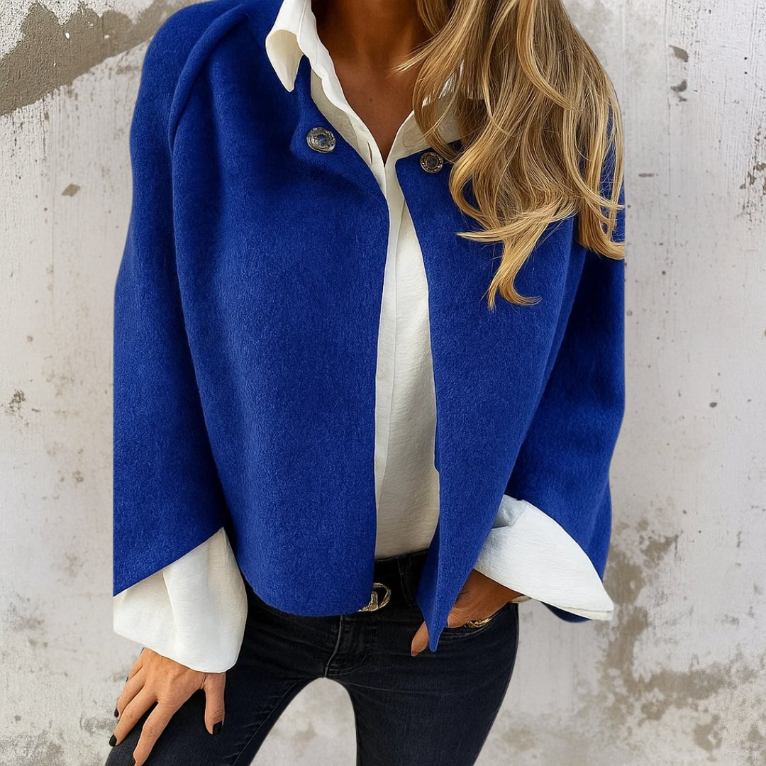 Women's Cashmere-Feel Cropped Jacket in Blue